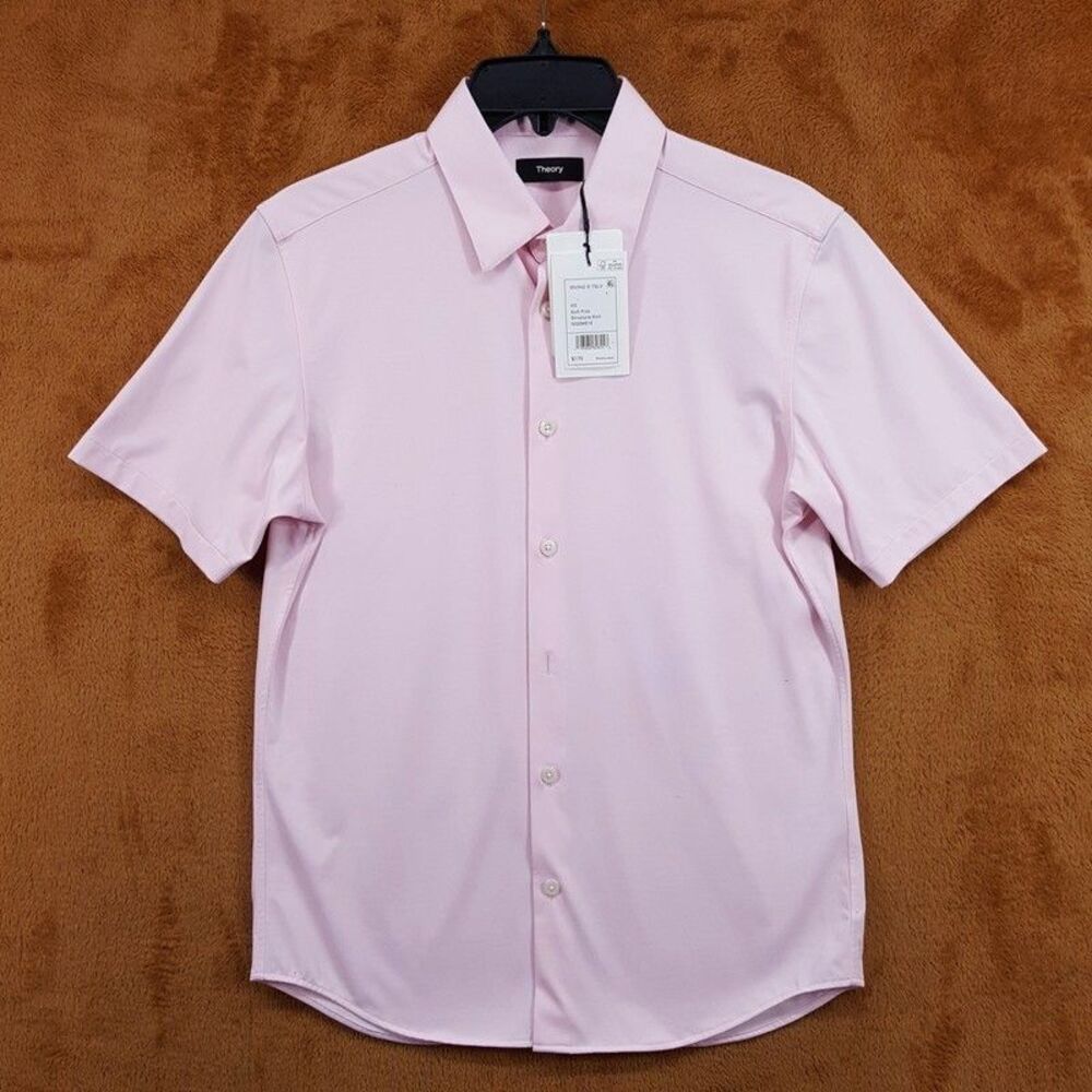 THEORY Button Up Shirt Mens XS Soft Pink Structured Stretch IRVING $175